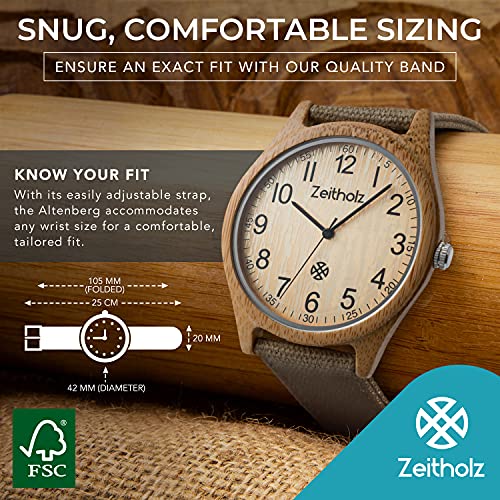 Zeitholz Unisex Wooden Watch - Altenberg Model, Handmade from 100% Natural Bamboo with Quartz Movement - Lightweight Analog Wooden Watch for Men and Women - Adjustable Band Fits Any Wrist3