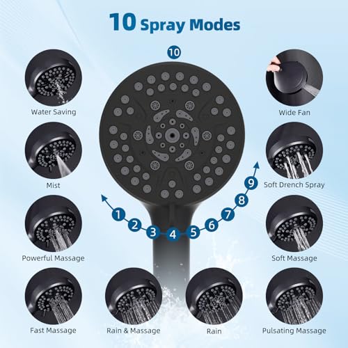 Hibbent Cabezal de Ducha con Filtro, Regadera de Lluvia a Alta Presión de 10 Pulgadas, Combo de Regadera Manual con Brazo Extensor Ajustable, Manguera de 71" en Bronce Aceitado miniatura 6