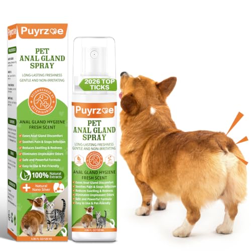 puyrzoe Dog Anal Gland Spray for All Pets - Fast Relief for Anal Glands Natural Soothes Itching Stops Scooting Eliminates Odors Dog Anti Itch Spray for Pain-Relieving - 4.06 FL Oz