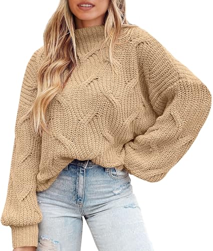 PRETTYGARDEN Women's Fall Oversized Pullover Sweaters Casual Crewneck Long Sleeve Chunky Cable Knit Tops Winter Clothing