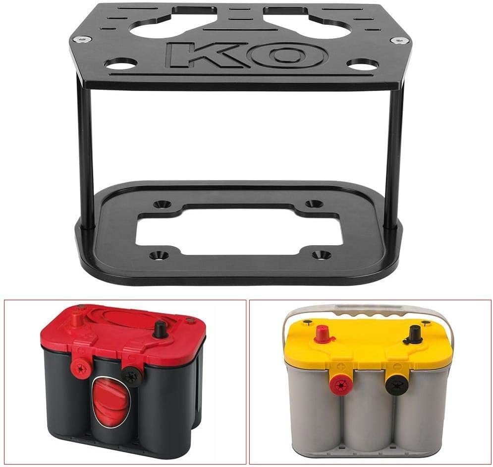 Aramox Battery Holder, Stainless Steel Battery Tray Hold Down for 34/78 Battery Red Yellow Top (Black)