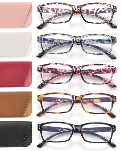 JOLISU Reading Glasses for Women Men - 5 Pack Ladies Stylish Readers Computer Eyeglasses W/Spring...