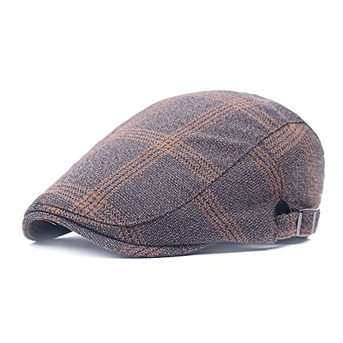 Ambysun Men's Flat Cap Newsboy Cabbie Driving Duckbill Beret Hat Adjustable (Coffee)