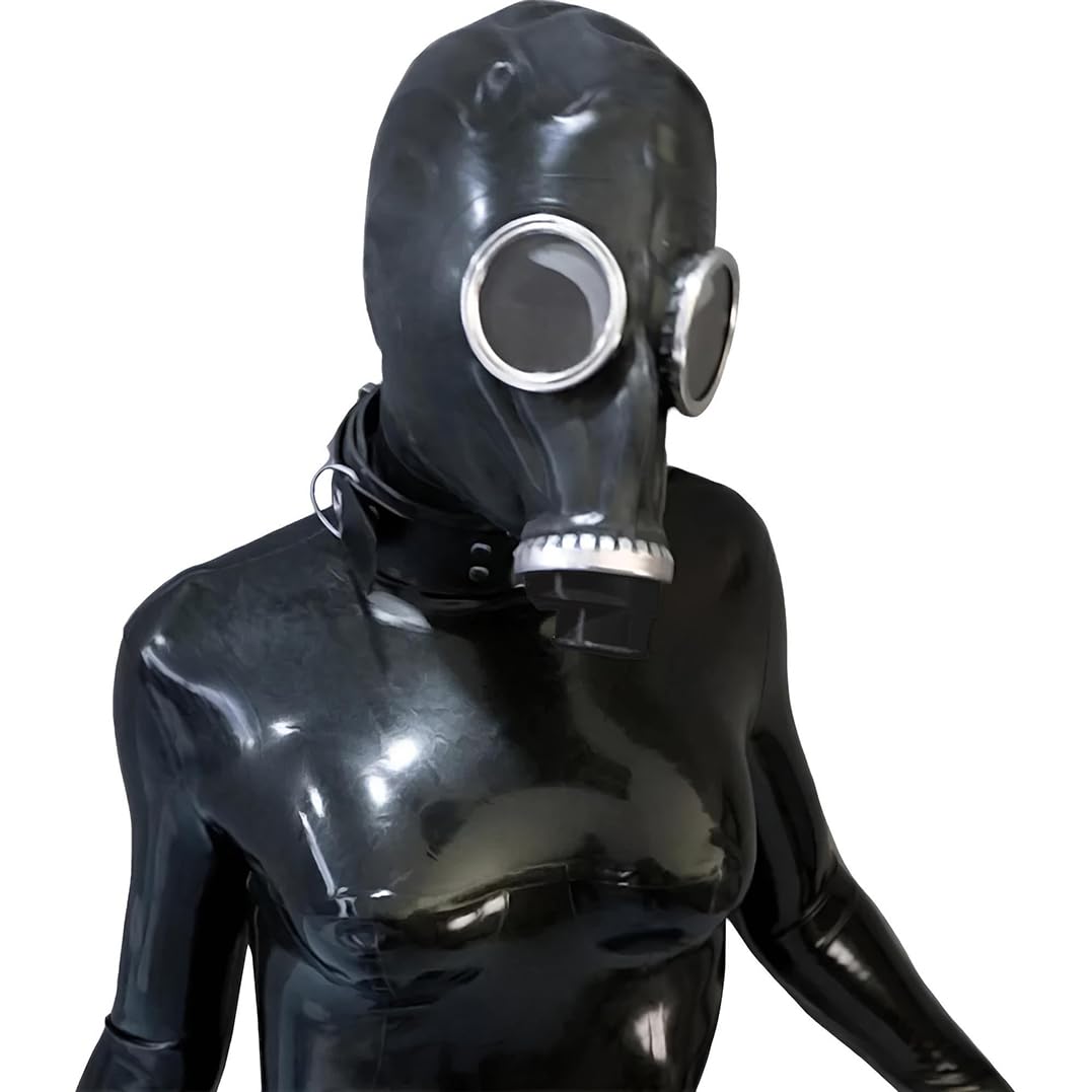 Latex Cosplay Gasmaske,Vollgesichts Steampunk Latex Maske | 100% Natürlicher Gummi Maske,Handgefertigte Schwarze Latex Masken,Gummi Halloween Maskerade Kostüme Clubwear