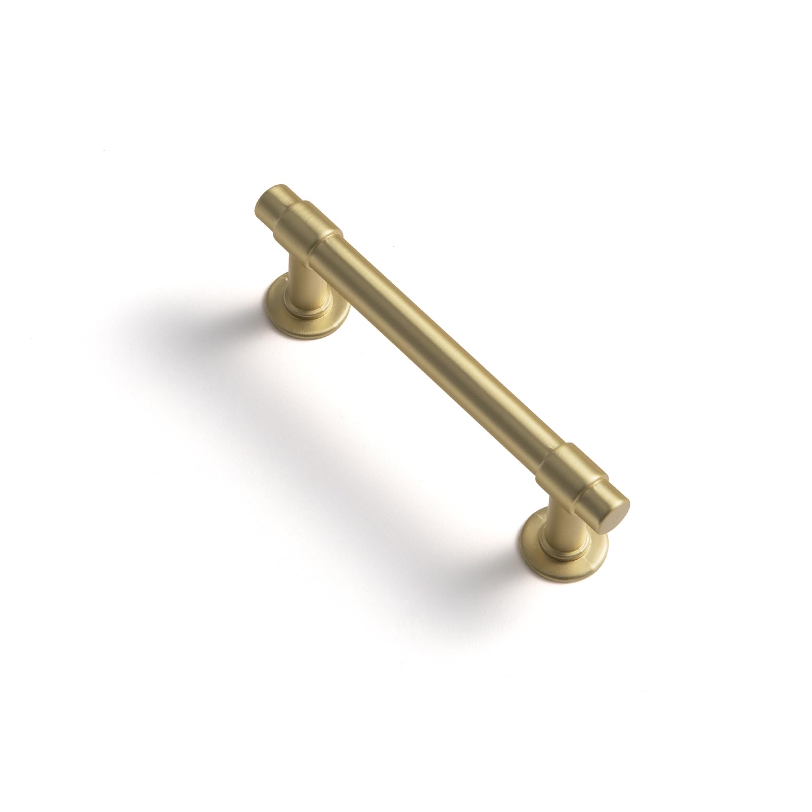 Goo-Ki Brushed Brass Zinc Alloy Modern Cabinet Handles - 3''(76mm) Hole Center Striped Decorations Modern Cabinet Pull Hardware for Bedroom, Kitchen,