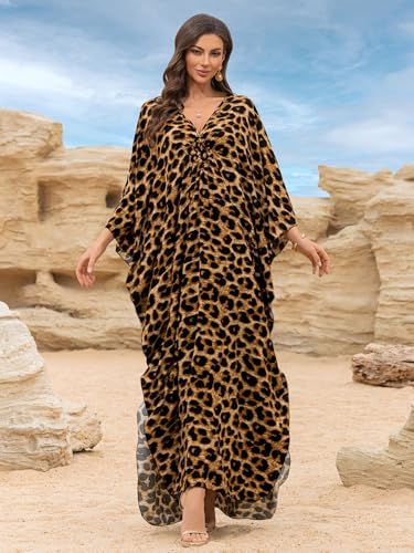 Image of KEYLORTING Plus Size Kaftan Dress Women, African Moo Moo Print Caftan, Batwing Dress, Beach Cover Up for Party and Loungewear