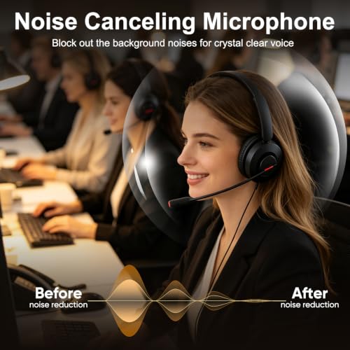 Image of MAIRDI USB Headset with Microphone, PC Headset with Mic Noise Cancelling, Wired Computer Headset with Mute for Laptop Business Work Home Office Call Centers Teams Zoom Comfort