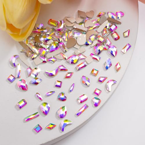 Canvalite 1820Pcs Rhinestones Nail Gems, 12 Styles 3D Glass Crystals Nail Charms Shiny Multi Shape Flatback Nail Rhinestones for Nail Art with Rhinestones Picker and Tweezers for DIY Nail Art clear4