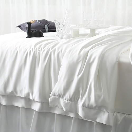 Orose 25 fundas de edredón de seda Momme solo 100% seda de morera, sábanas de seda, 1 pieza (marfil, King)