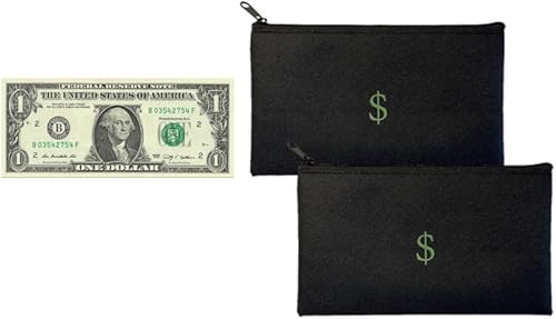 Paquete de 2 bolsas para efectivodinerobolsa. Impermeable, 7.7 x 4.5 pulgadas, tamaño perfecto, bolsa de viajebolsa con icono de