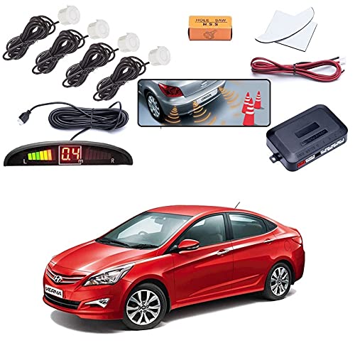 Olmeo Reverse Car Parking Sensor Led Display White for Hyundai Verna Transform