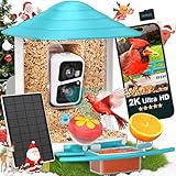 birdsnapยฎ TUC Bird Feeder with Camera 2K HD, Solar Panel 32GB Card 4-in-1 Perch, 160ยฐView Auto Detect & Notify AI Identify Video Bird Camera Wireless Outdoors Ideal Gift for Birds Lover