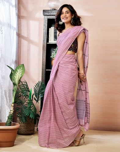 Image of SIRIL Women's Printed Chanderi Cotton One Minute Ready to Wear Saree with Unstitched Blouse Piece