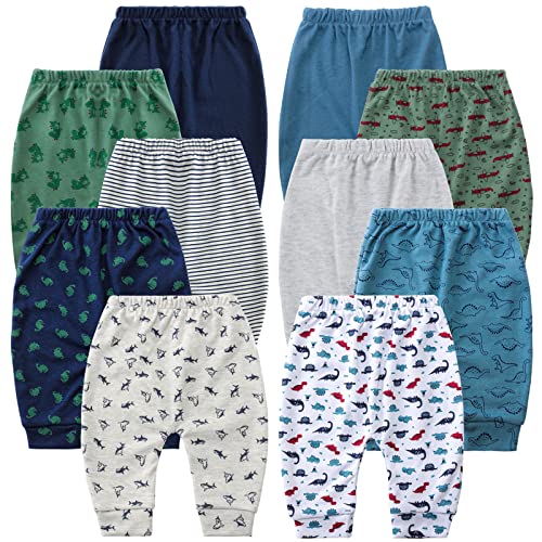 Image of Hakochia Soft and Comfy 100% Cotton Pants for Baby Boys and Girls with Ample Diaper Room 0-12 Months