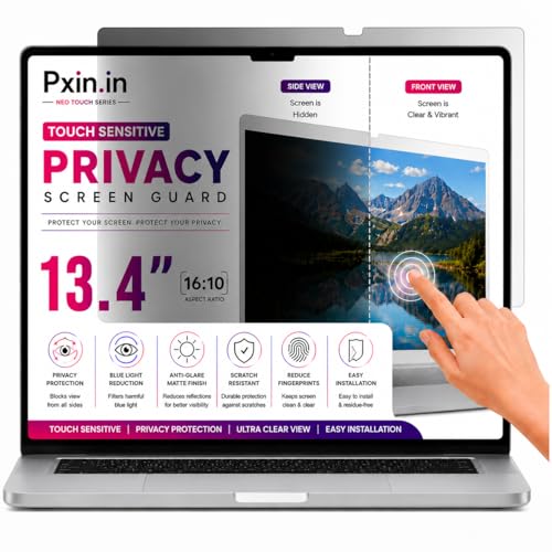 Image of Pxin Neo 13.4 Inch (16:10) | Touch Sensitive Privacy | Anti Blue | Anti Glare | UV (A /B /C) Block| OptiX & BLUVLIGHT Block Layer | Privacy Filter compatible with HP /Dell /Lenovo /Asus /Acer