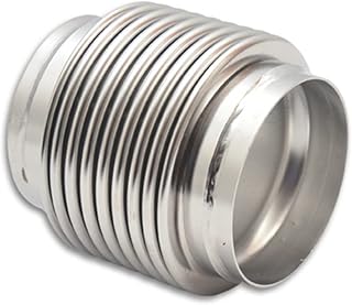 Vibrant Performance 68935 Exhaust Bellows Assembly, Directional Flow Solid Liner, 3.50 in. diameter inlet, 3.50 in. diameter outlet, 4.00 in. Long, 304 Stainless Steel, Electropolished, each
