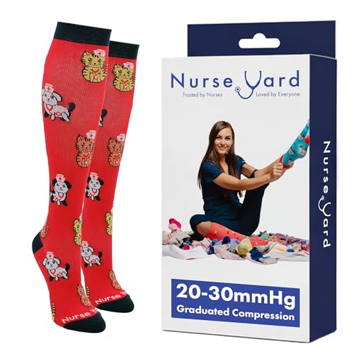 Image of Nurse Yard Compression Socks for Nurses - Women & Men - 20-30mmHg Graduated Compression, For Medical Staff, Athletes - 1 Pair