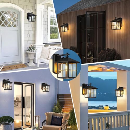 Outdoor Wall Light with Lampshade, Waterproof Matte Black Aluminum Exterior Light Fixture for Courtyard Corridor Hallway Doorways Porch Patio