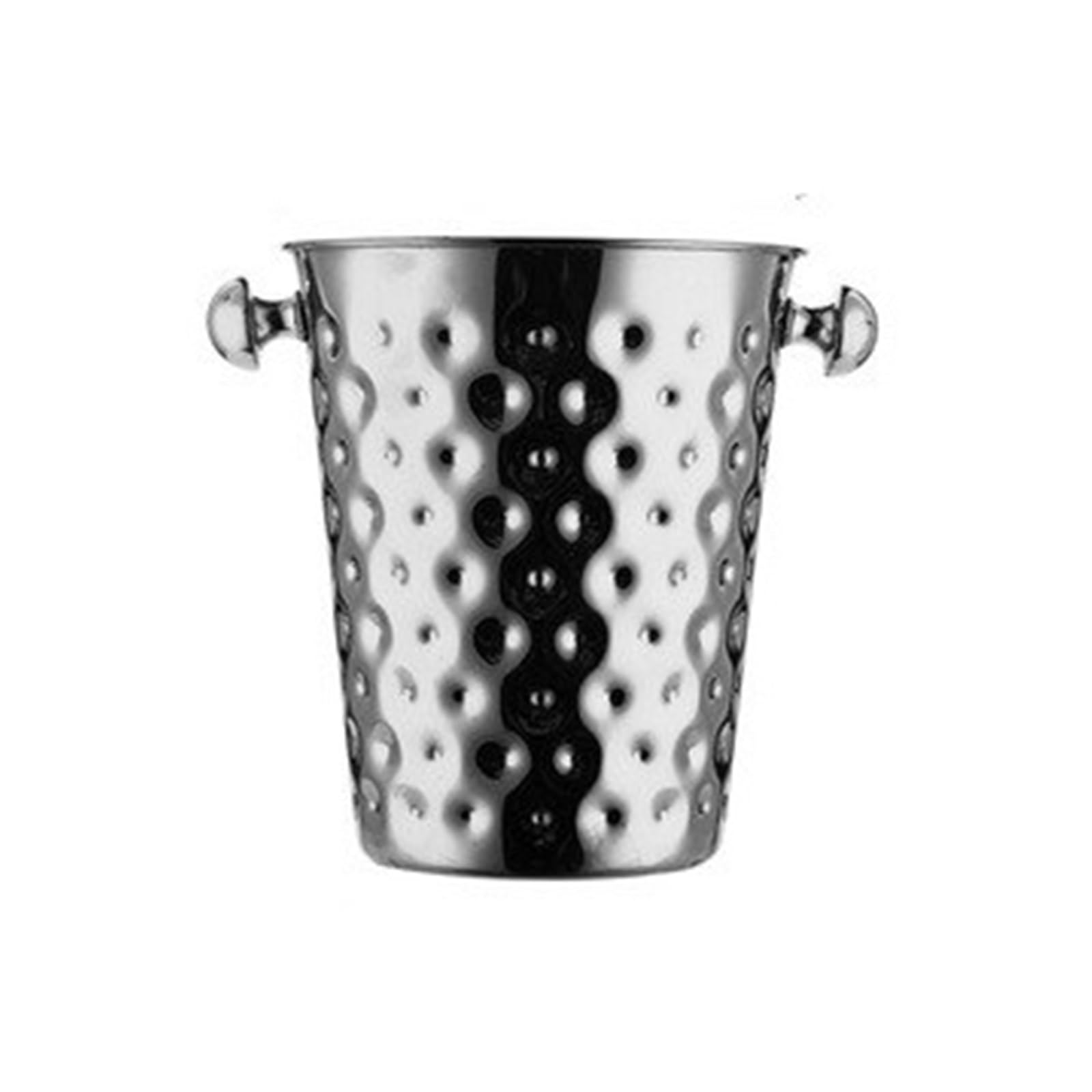 Seaux à Glace Seau à Glace épais en Acier Inoxydable avec poignée, idéal for Le Bar la Maison(Silver)