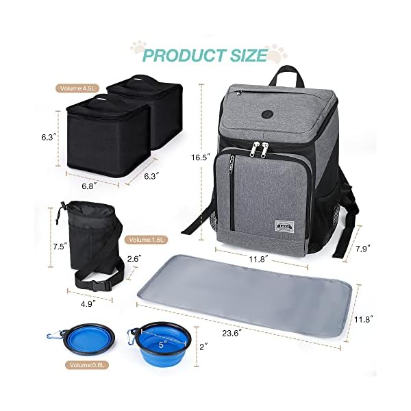 Lekesky-Dog-Travel-Backpack-with-2-Bowls-and-1-Dog-Training-Bag-Pet-Travel-Bag-Backpack-for-Dog-Supplies-Grey Lekesky Dog Travel Backpack - The Best Pet Travel Gear for Outdoor Adventures