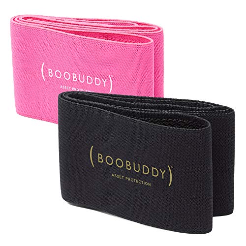 Booband Boobuddy Banda Ajustable de para Apoyo Pecho mamaria, Sujetador Deportivo Alternativo, Conjunto Negro y Rosa