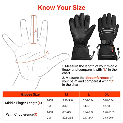 CoMokin Gants Chauffants, Gants d'hiver Chauds pour Homme Et Femme, 7,4 V 3200 Mah Lavable Gants Chauds d'hiver à écran Tactile, Batterie Rechargeable, Fonctionne de 3 À 5,5 Heures - Image 8