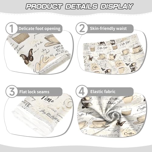 Vintage Coffee Butterfly Girls Leggings Soft Stretch Workout Yoga Dance Pants for Kids Casual Tights3