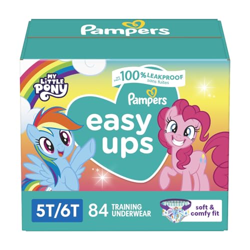 Pampers Easy Ups Girls & Boys Potty Training Pants - Size 5T-6T, One Month Supply (84 Count), Training Underwear