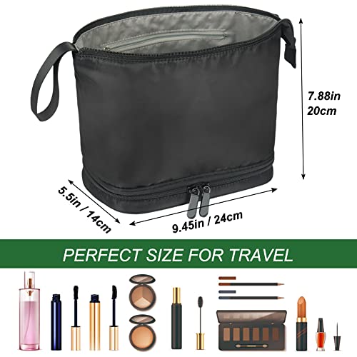Joindo Travel Makeup Bag, Double Layer Cosmetic Bag, Large Makeup Brush Bag, Portable Toiletry Bag, Waterproof Compartment Makeup Organizer Bag For Women Girls Men (Black) #TOP2