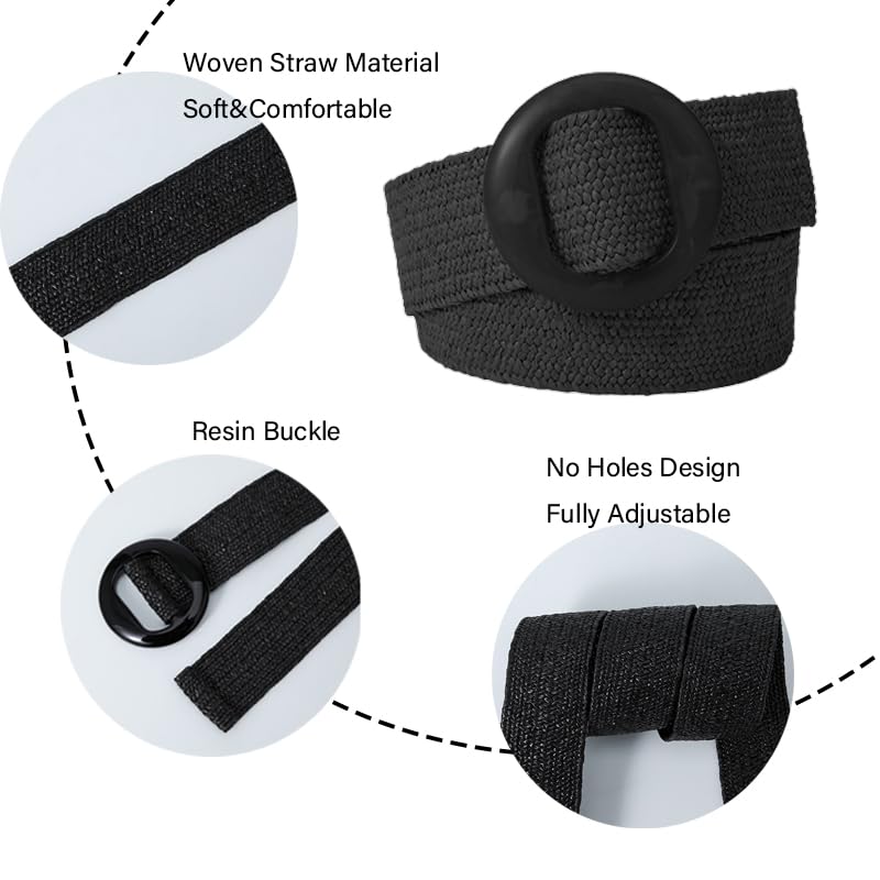 COTIM COYIN Women's Elastic Straw Braided Belts, Straw Woven Belt, Boho Waist Belt3