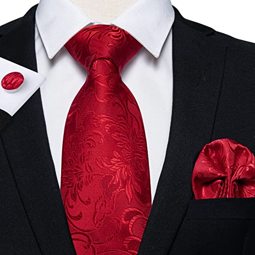 Image of DiBanGu Mens Paisley Tie Set Silk Woven Jacquard Necktie and Pocket Square Cufflinks Gift Set for Wedding Bussiness