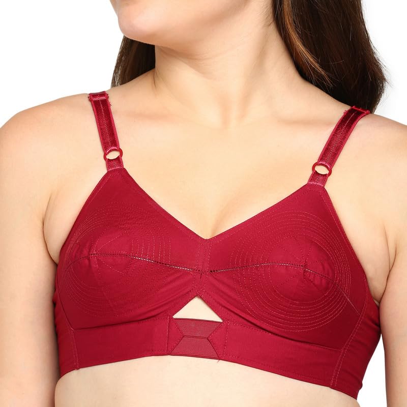 Image of BLOSSOM Priyasajini Women's Full Coverage 100% Woven Cotton Single Layer Round Stitch Non Padded Wirefree Conical Cup Everyday Bra