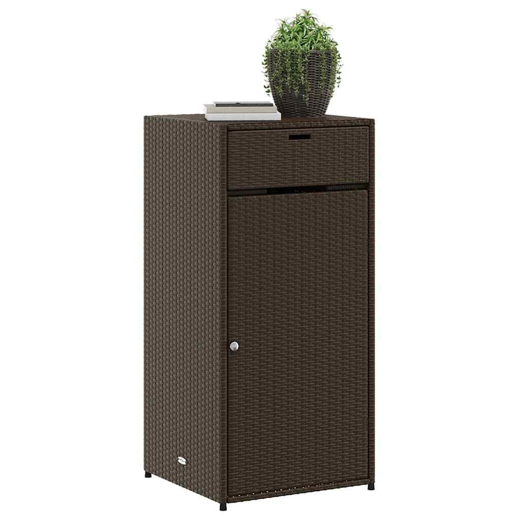 Gartenschrank Braun Poly Rattan 55x55x111 cm mit Stauraum, wetterfest und wasserdicht, für Balkon Terrasse Outdoor, abschließbar, ideal zur Aufbewahrung von Garten Box, Kissen, Polster