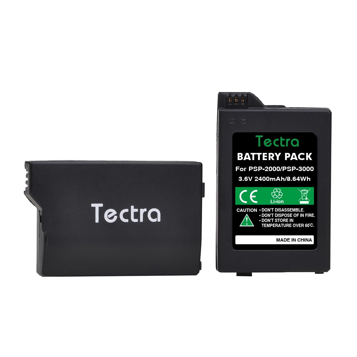Tectra PSP 2000 Battery, 2400mAh 3.6V Rechargeable Battery Replacement for Sony PSP 3000 / PSP Slim 2000, PSP-2001, PSP-3000, PSP-3001, PSP-3002, PSP-3004, PSP-S110 Console