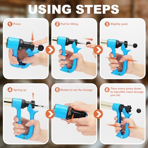 Image of 25ml Semi-Auto Repeating Livestock Syringe Gun, 5 Dose Settings | Ergonomic Grip, Clear Barrel & Luer Lock, Vet Injector for Cattle, Horses, Goats, Sheep & Pigs