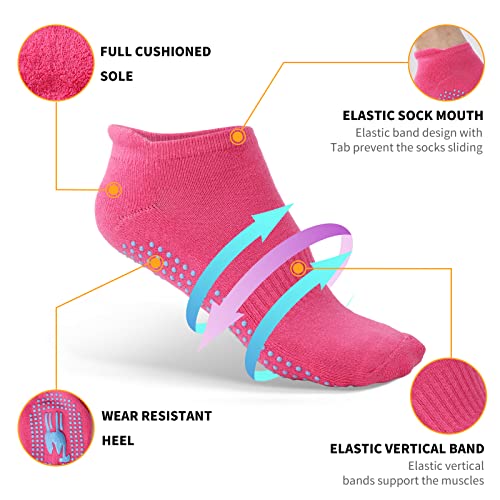 4 Pairs Non Slip Grip Socks for Pilates Yoga Barre Ballet Dance, Anti Skid Grip Socks for Women and Men2