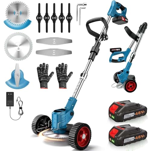 Rasentrimmer,48V Elektrischer Rasentrimmer mit 3 Arten von Schneidklingen,2Pcs 2000mAh Akku,4-in-1 Rasentrimmer Elektrisch für Elektro-Trimmer für Hof, Garten Rasentrimmer,48V Elektrischer Rasentrimmer mit 3 Arten von Schneidklingen,2Pcs 2000mAh Akku,4-in-1 Rasentrimmer Elektrisch für Elektro-Trimmer für Hof, Garten