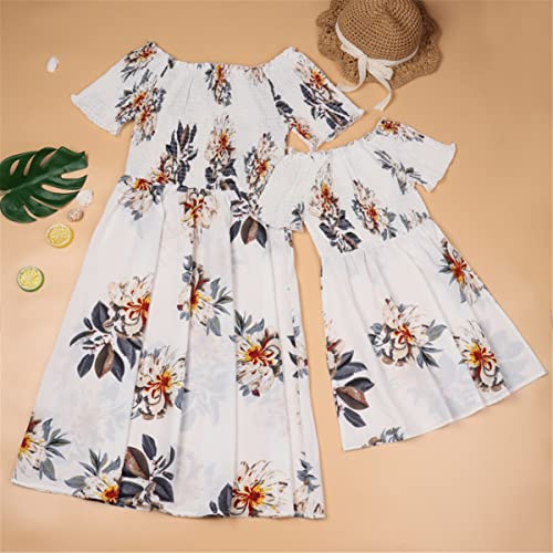Mommy and Me Dresses Floral Printed Midi Dress Beach Mom Daughter Summer Sweet Matching Outfits Dress3
