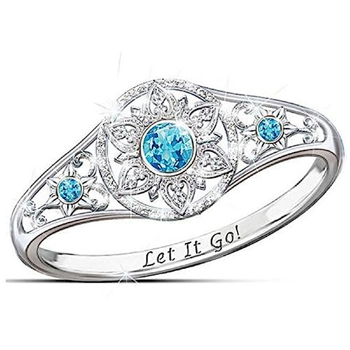 925 Sterling Silver Snowflake Ring, AAA Cubic Zirconia Snowflake Ring, Snowflake Rhinestone Flower Simulation Diamond Ring