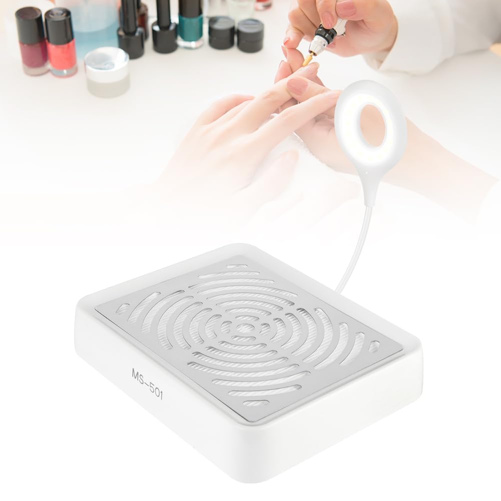 HOTUT Aspiratore di polvere per Unghie con Filtro Riutilizzabile, Aspiratore Unghie Professionale da Tavolo, con Luci a LED, Velocità Regolabile, Adatto ai Saloni per Nail Tech e Alle Abitazioni