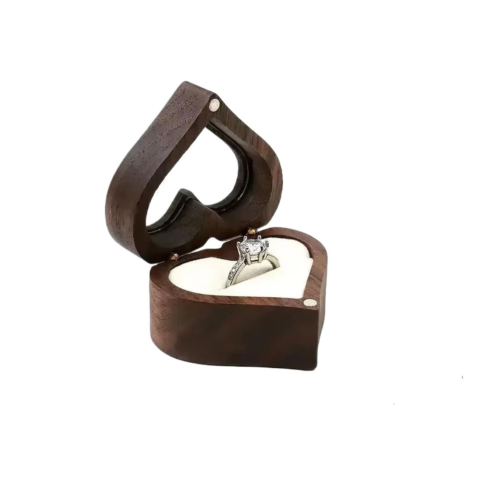 LCKKJHG Wedding Ring Box 1PCS Walnut Wood Ring Box For Wedding Ceremony Jewelry Storage Proposal(Gray)
