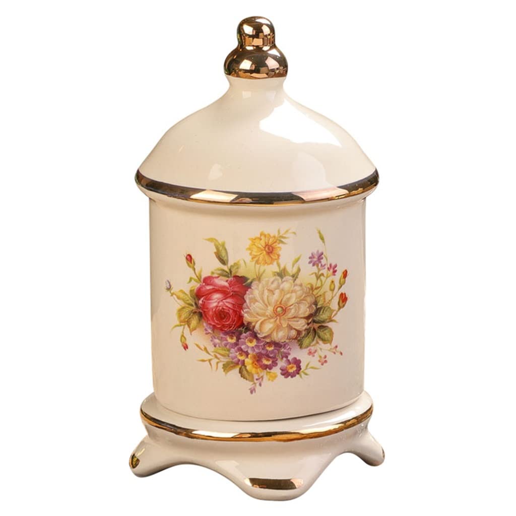 AYCDL Ceramic toothpick box with lid toothpick jar bracket home hotel living room cotton swab storage Toothpicks