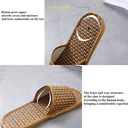 2 Pairs Rattan Grass Bamboo Slippers Flip Flop Slip on Bath Spa Slippers Sandal Indoor Lightweight Shoes for Men Women4