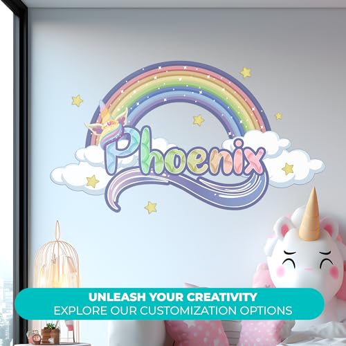 Vinilo decorativo personalizado arcoíris y unicornio para habitación miniatura 2