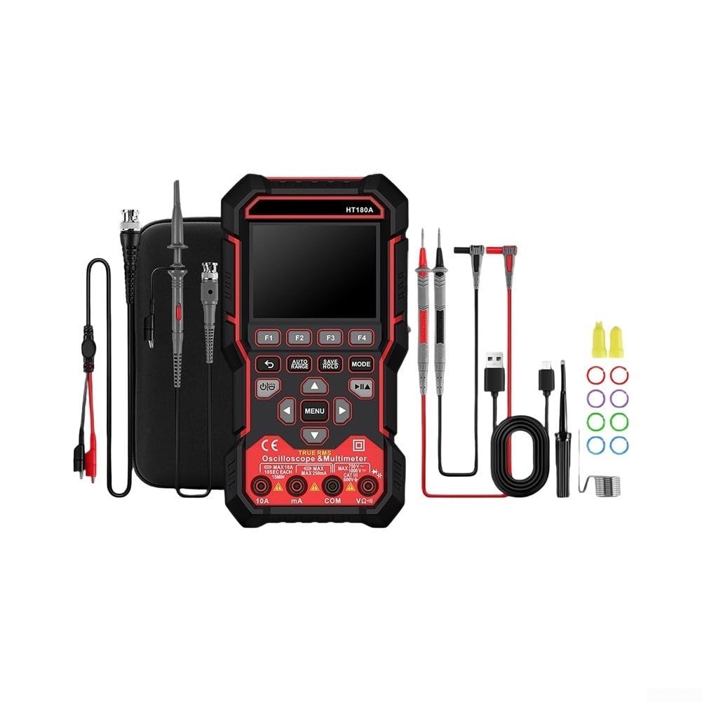 HT180A - Osciloscopio de mano 3 en 1, osciloscopio de doble canal