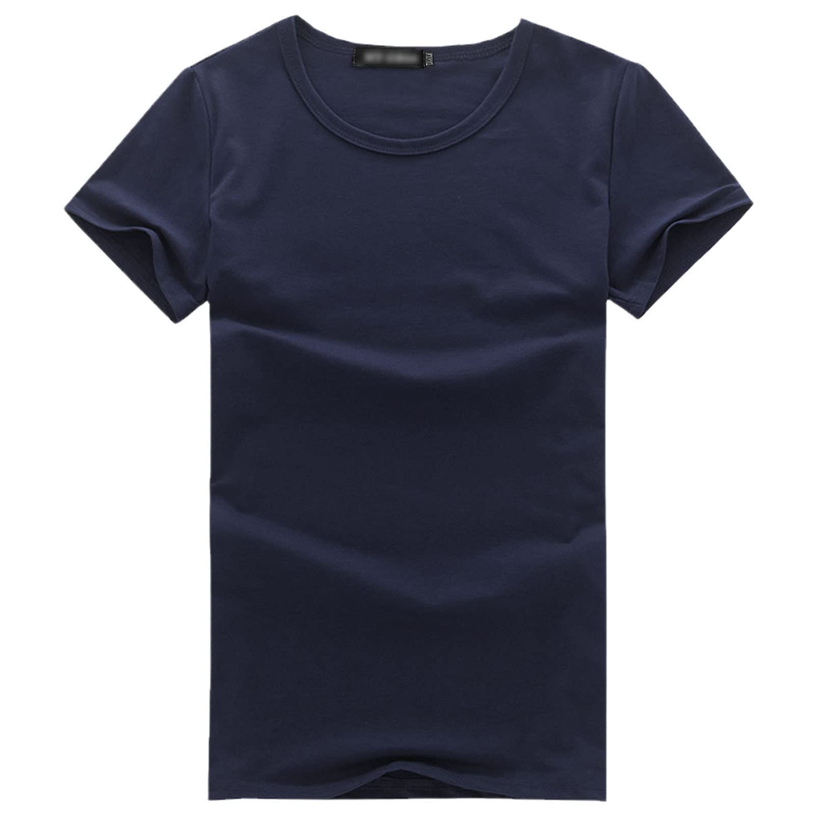 Maglietta estiva da uomo, a maniche corte, in cotone, con risvolto, O Navy, XL
