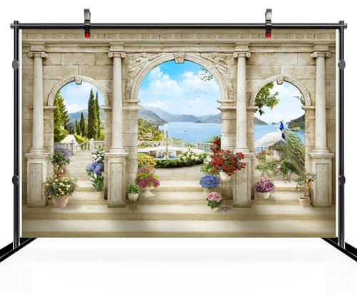Fondo fotográfico 7x5FT estilo retro jardín real europeo miniatura 3