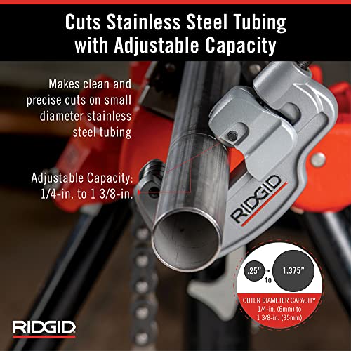 Image of RIDGID 29963 Model 35S 1 /4 inch to 1-3 /8 inch Stainless Steel Tubing Cutter with X-CEL Knob, Silver