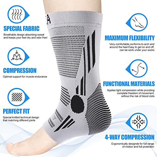 Image of NEENCA Foot & Ankle Brace Socks for Sprained-Ankle Compression Sleeves Set