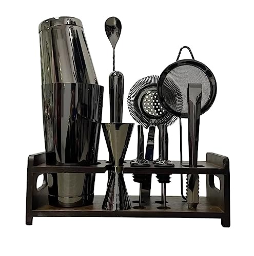 Set Coctelera 12 Piezas Kit Bartender con Soporte Negro miniatura 1